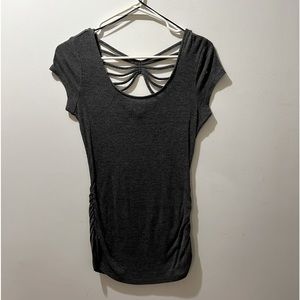 Candie’s Charcoal Form Fitting Top. Scrunch sides. Size Medium.